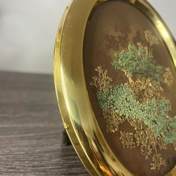 MCM Pressed Dried Wildflower Floral Leave Brass Framed-Hawaiian Floral - Picture 5 of 10